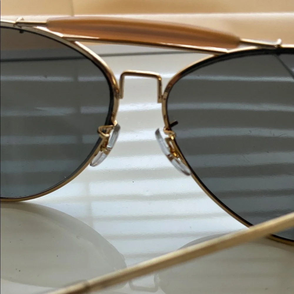 Vintage Bushnell Men’s Aviator Gold Frame Sunglasses with Black Lenses